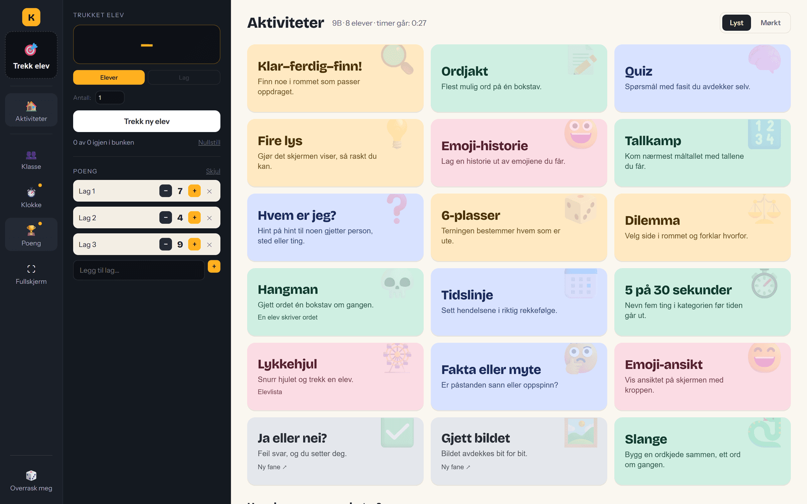 KickStart! — poengtavle