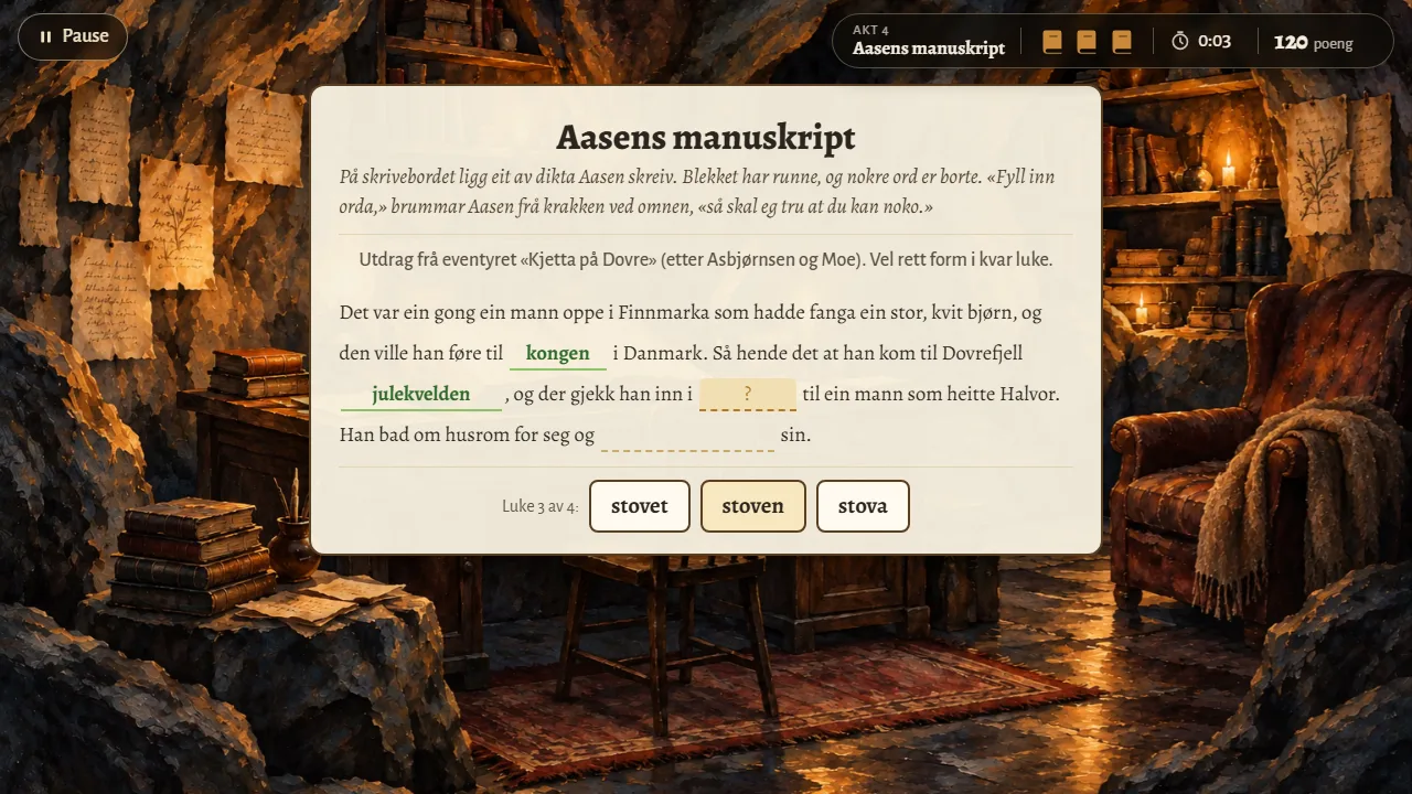 Aasens manuskript med folkeeventyret Bukkane Bruse
